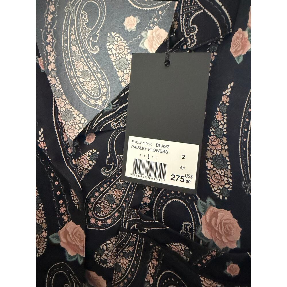 New the Kooples paisley flowers floral black blouse size 2 M - Picture 4 of 7